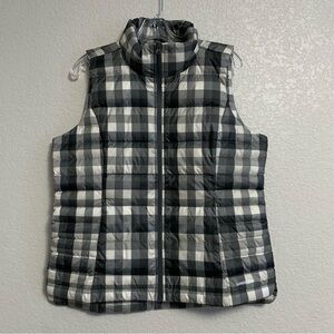 Lands End Vest Womens M Down Buffalo Check Plaid Puffer Insulated Outdoor Preppy
